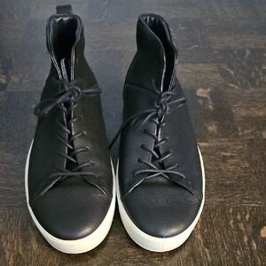 Ecco Black and White High-Top Sneakers